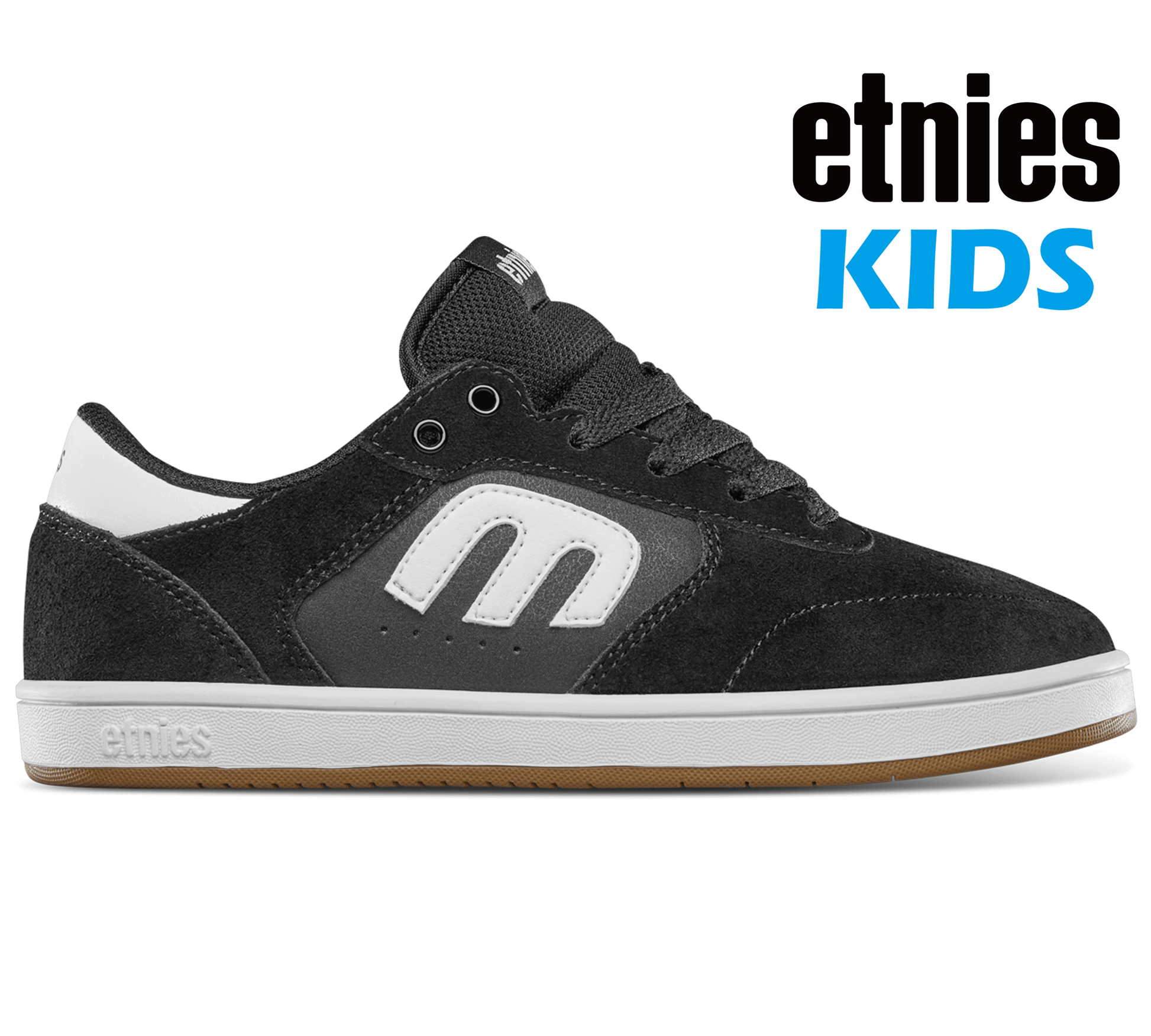 etnies キッズシューズ 黒 ベルクロ式 エトニーズ キッズ マラナ ETNIES KIDS WINDROW BLACK WHITE GUM
