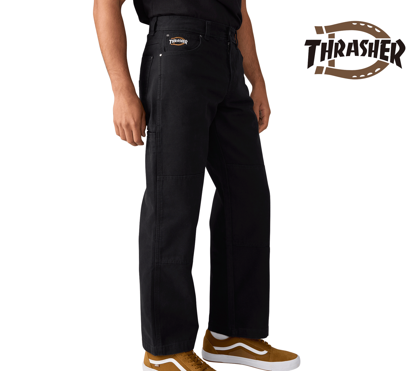 DICKIESxTHRASHER DOUBLE KNEE PANT BLACK